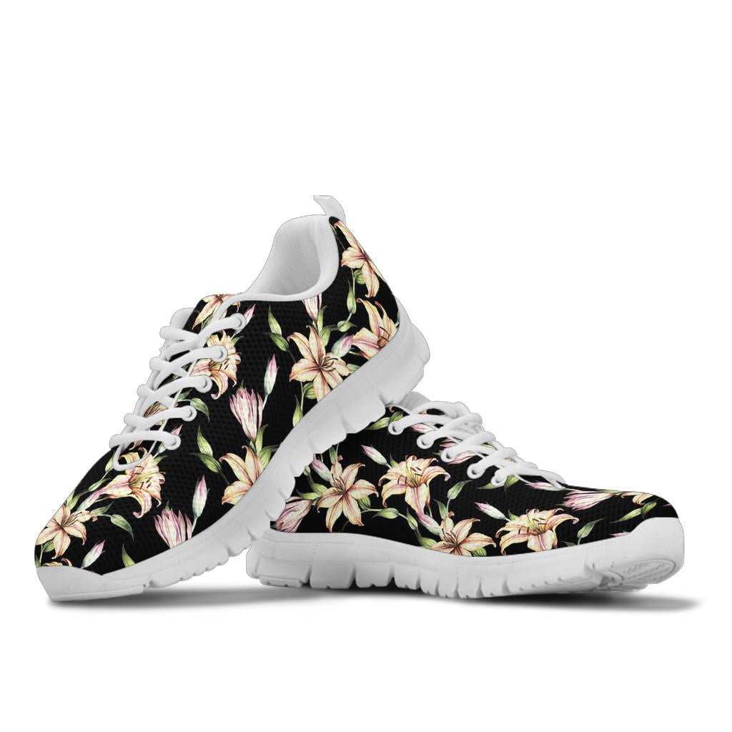 Lily Pattern Print Design LY05 Sneakers White Bottom Shoes