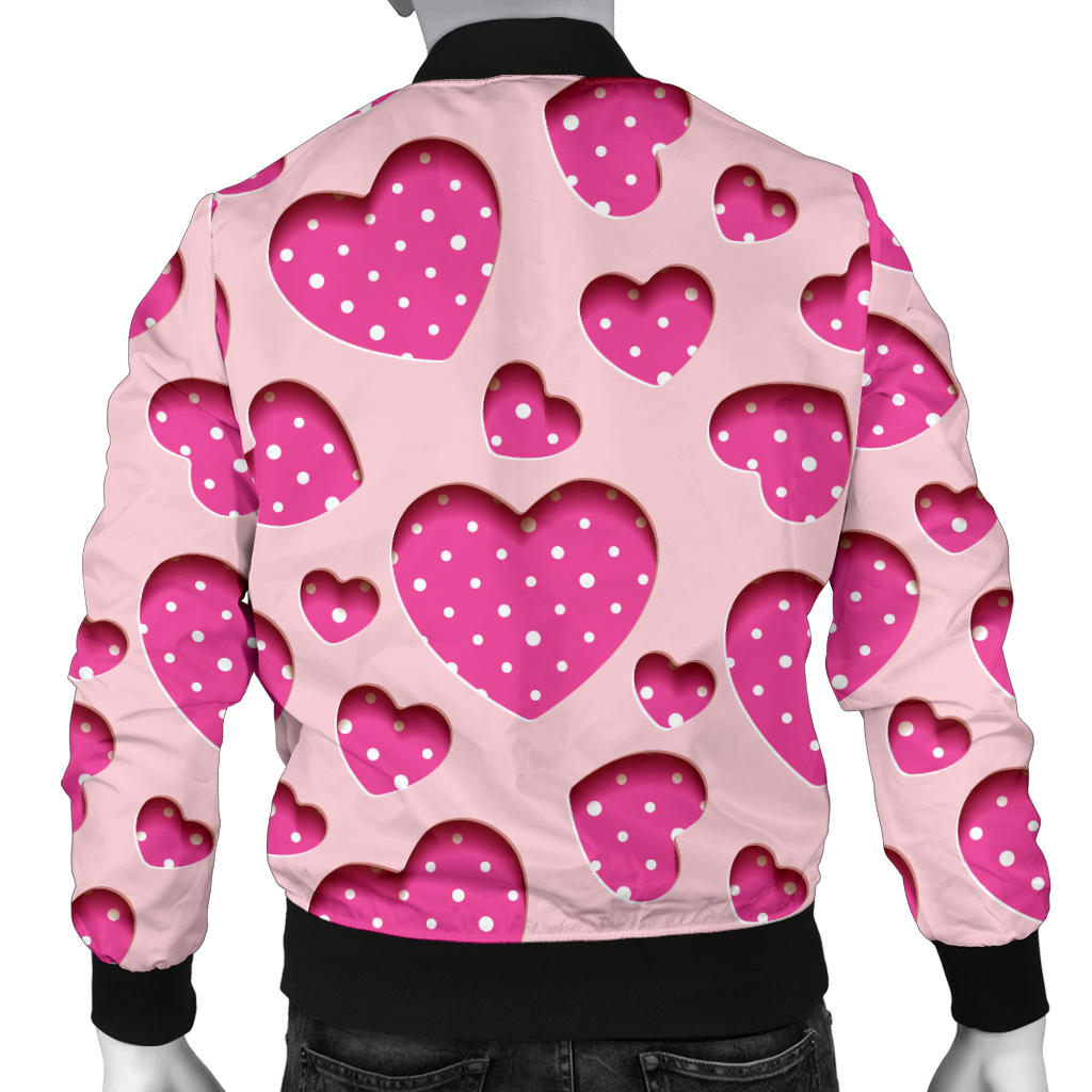 Heart Pink Pattern Print Design HE06 Men Bomber Jacket