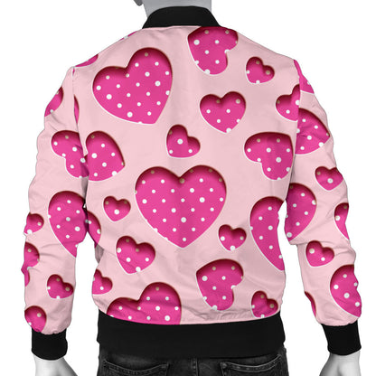 Heart Pink Pattern Print Design HE06 Men Bomber Jacket