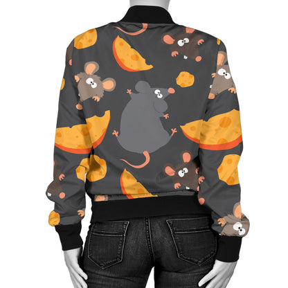 Rat Pattern Print Design 04 Women's Bomber Jacket