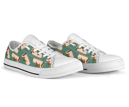 Cheesecake Pattern Print Design CK02 White Bottom Low Top Shoes