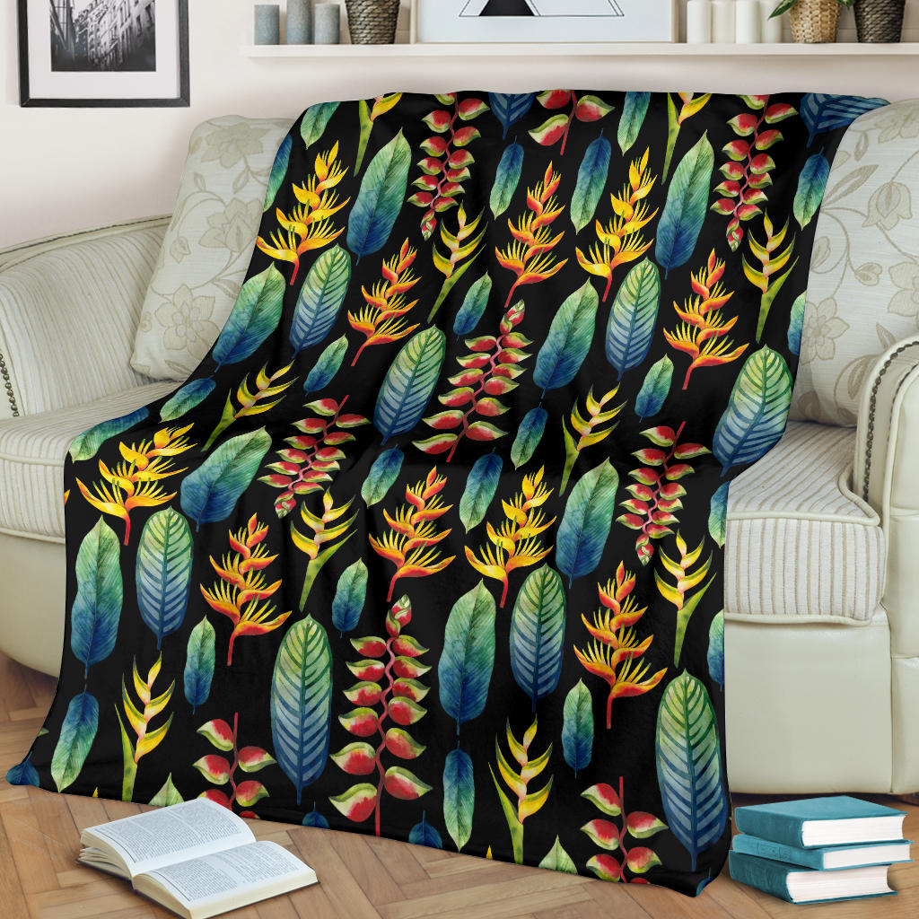 Heliconia Pattern Print Design HL03 Fleece Blanket