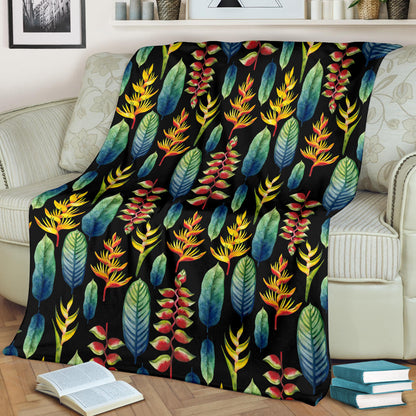 Heliconia Pattern Print Design HL03 Fleece Blanket