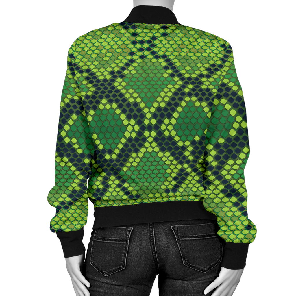 Python Green Pattern Print Design A01 Women's Bomber Jacket