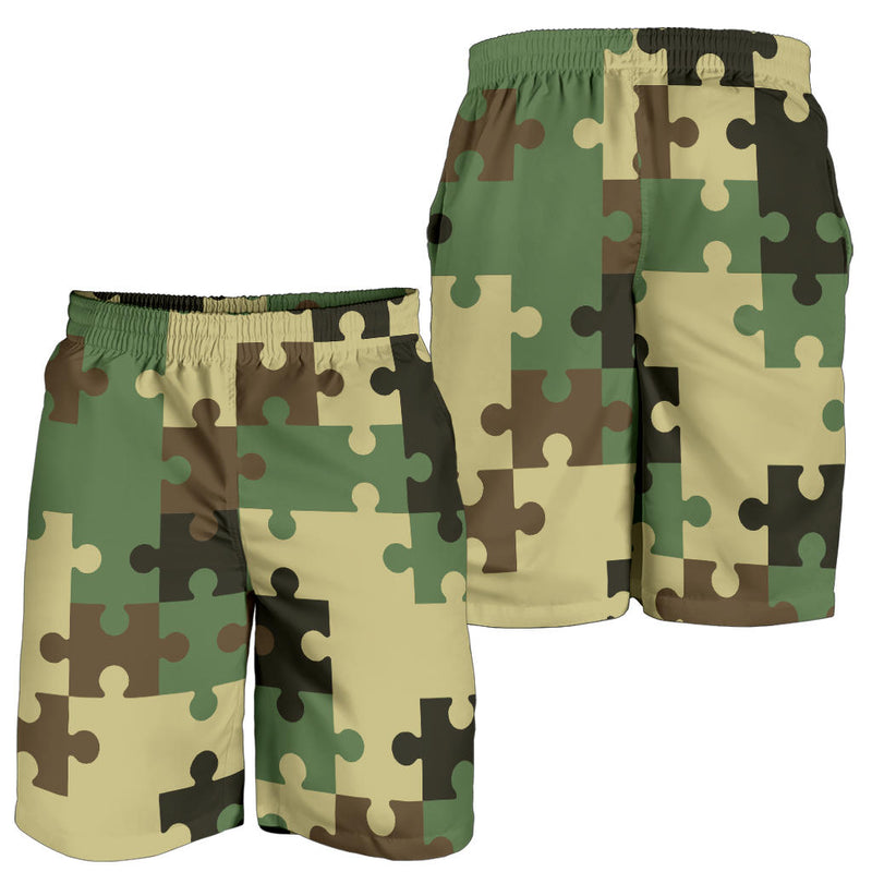 Puzzle Camo Pattern Print Design A03 Mens Shorts