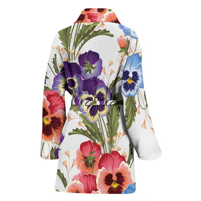 Pansy Pattern Print Design PS06 Women Bathrobe