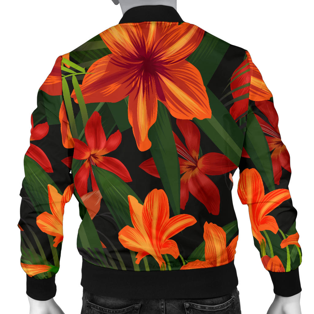 Amaryllis Pattern Print Design AL05 Men Bomber Jacket