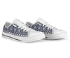 Blue White Tribal Aztec White Bottom Low Top Shoes