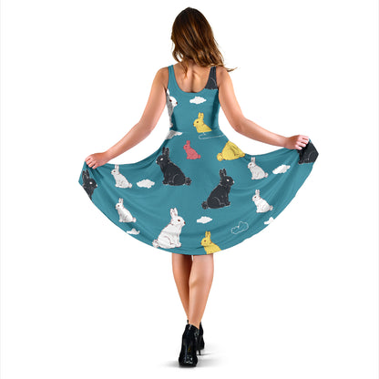 Rabbit Pattern Print Design RB014 Midi Dress