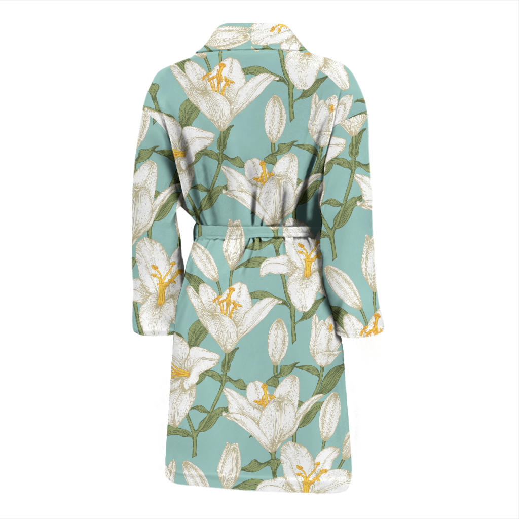 Lily Pattern Print Design LY09 Men Bathrobe