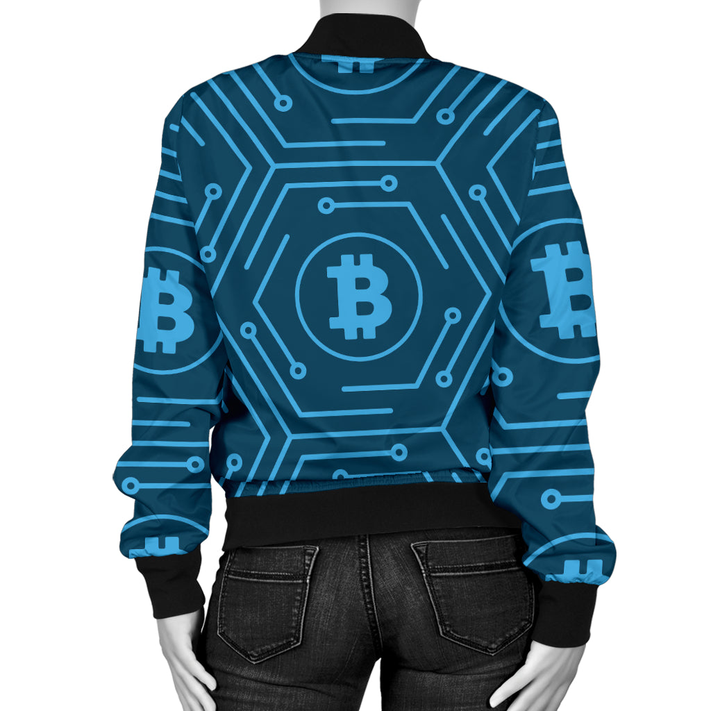 Cryptocurrency Pattern Print Design 04 Women's Bomber Jacket