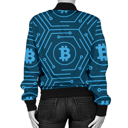 Cryptocurrency Pattern Print Design 04 Women's Bomber Jacket