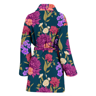 Dahlia Pattern Print Design DH01 Women Bathrobe