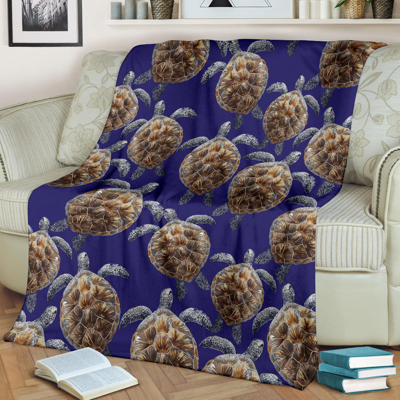 Sea Turtle Pattern Print Design T05 Fleece Blanket