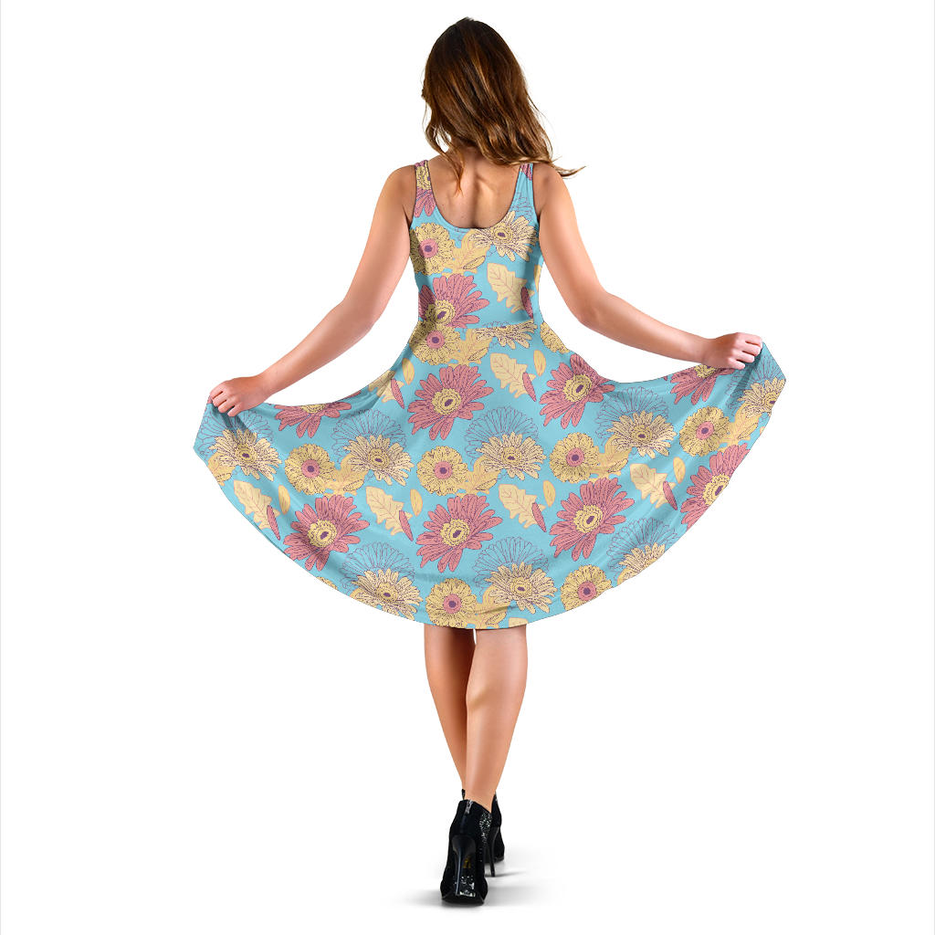 Gerberas Pattern Print Design GB04 Midi Dress