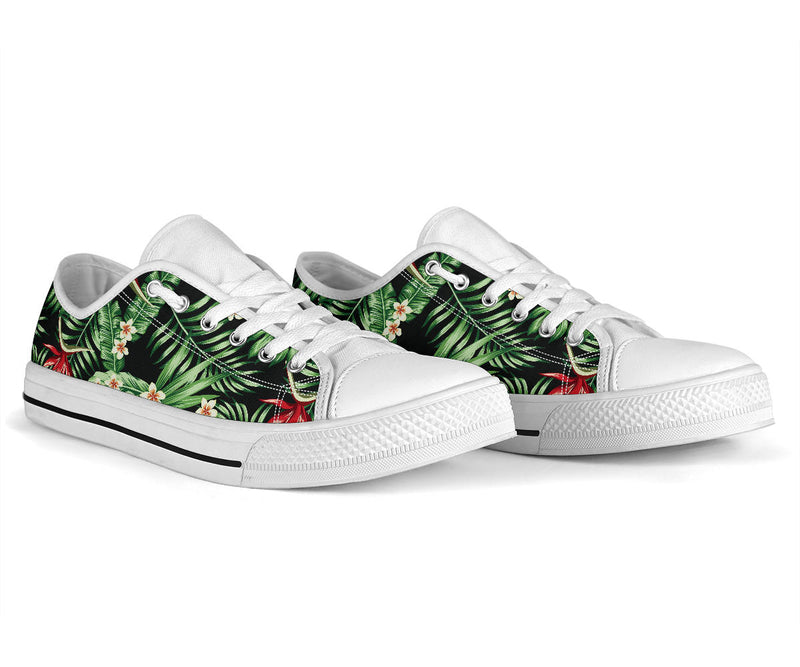 Bird Of Paradise Pattern Print Design BOP05 White Bottom Low Top Shoes