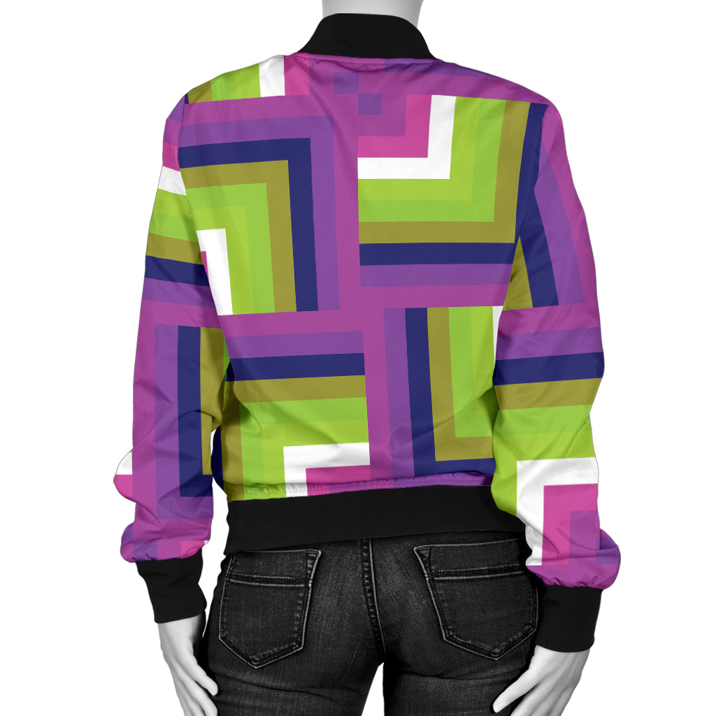 Optical illusion Pattern Print Design A05 Women's Bomber Jacket