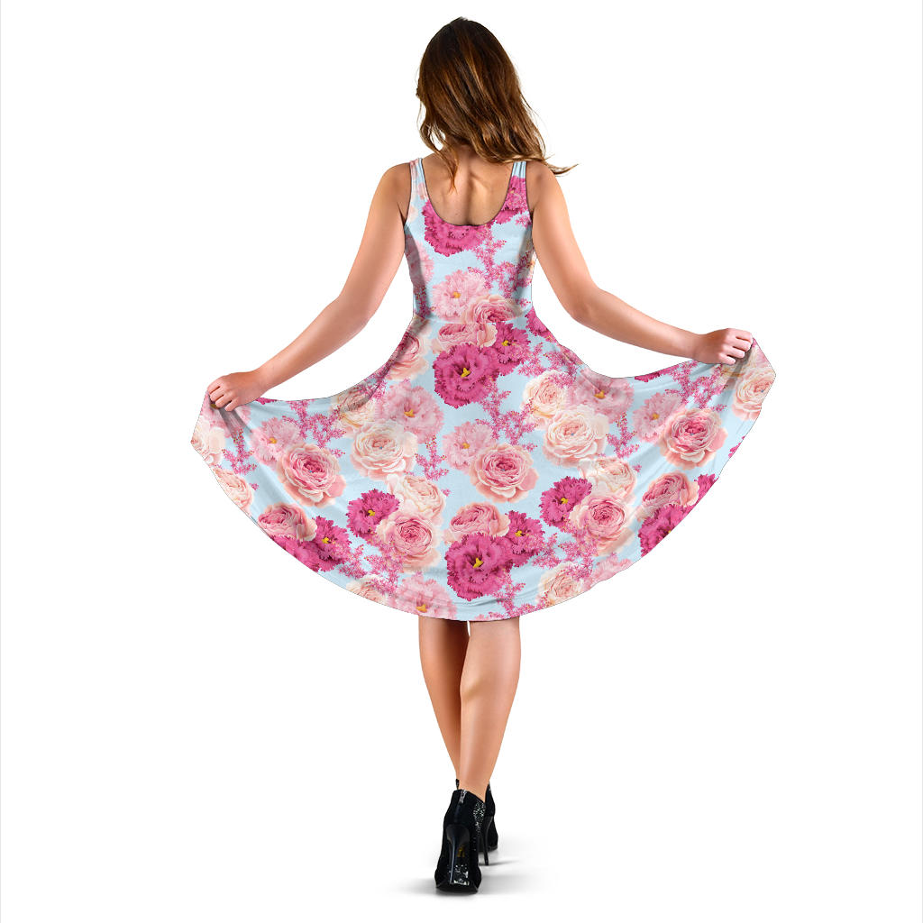 Lisianthus Pattern Print Design LT05 Midi Dress