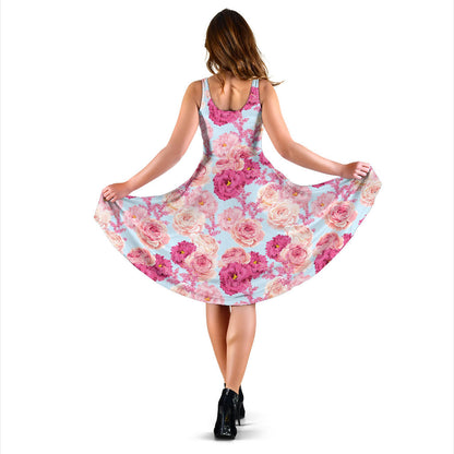 Lisianthus Pattern Print Design LT05 Midi Dress