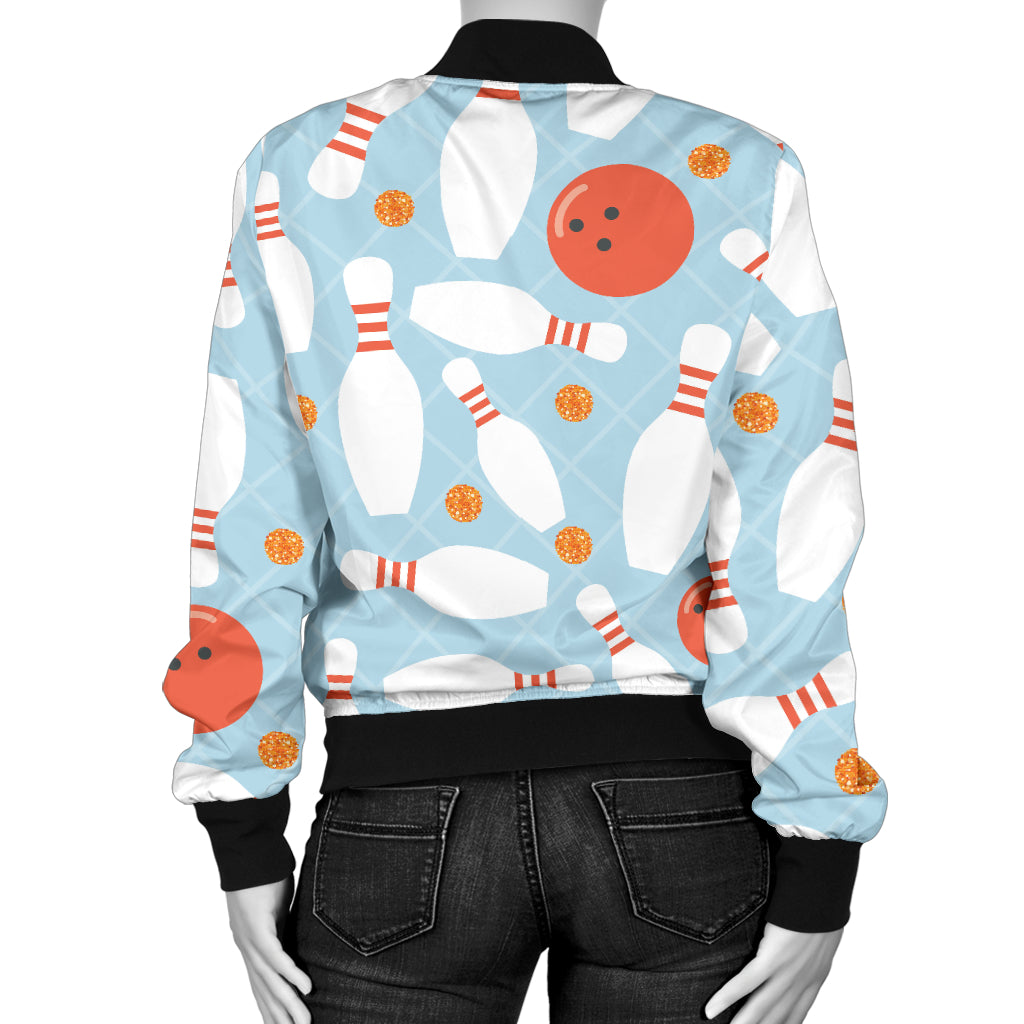 Bowling Pattern Print Design 09 Women's Bomber Jacket