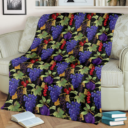 Grape Pattern Print Design GP05 Fleece Blanket