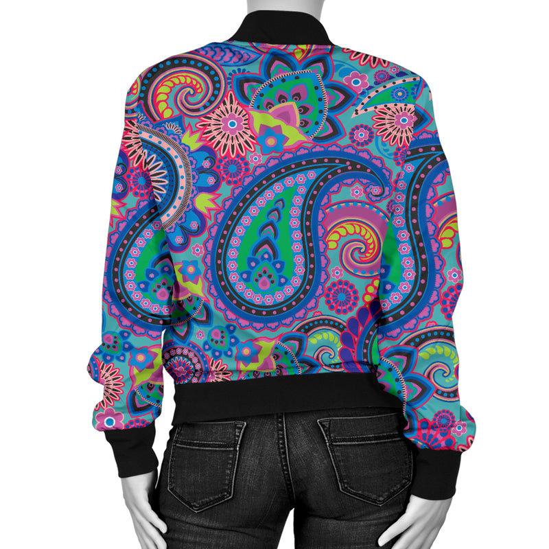 Paisley Colorful Pattern Print Design A02 Women's Bomber Jacket