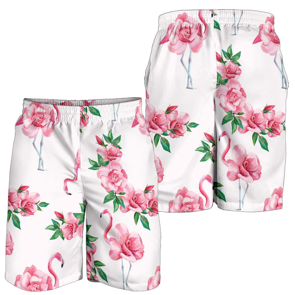 Flamingo Rose Pattern Mens Shorts