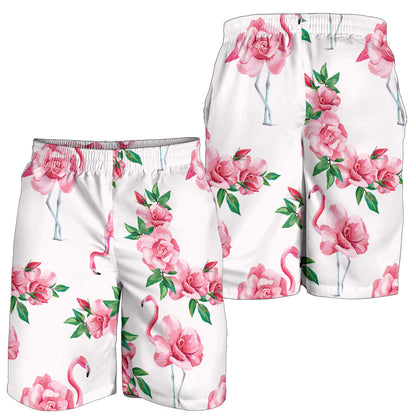 Flamingo Rose Pattern Mens Shorts