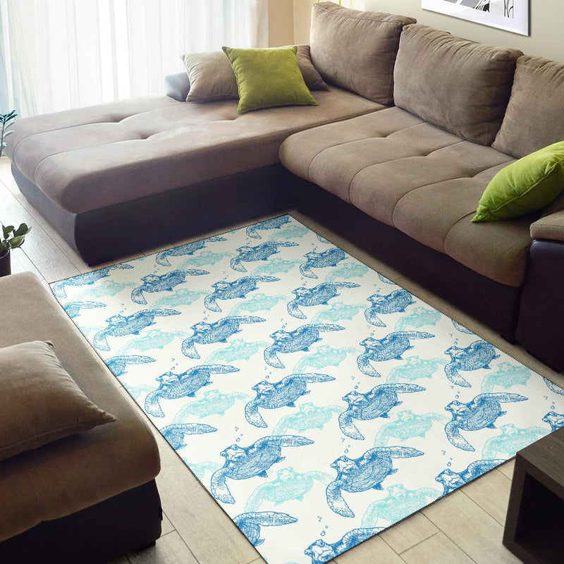 Sea Turtle Pattern Print Design T01 Area Rugs