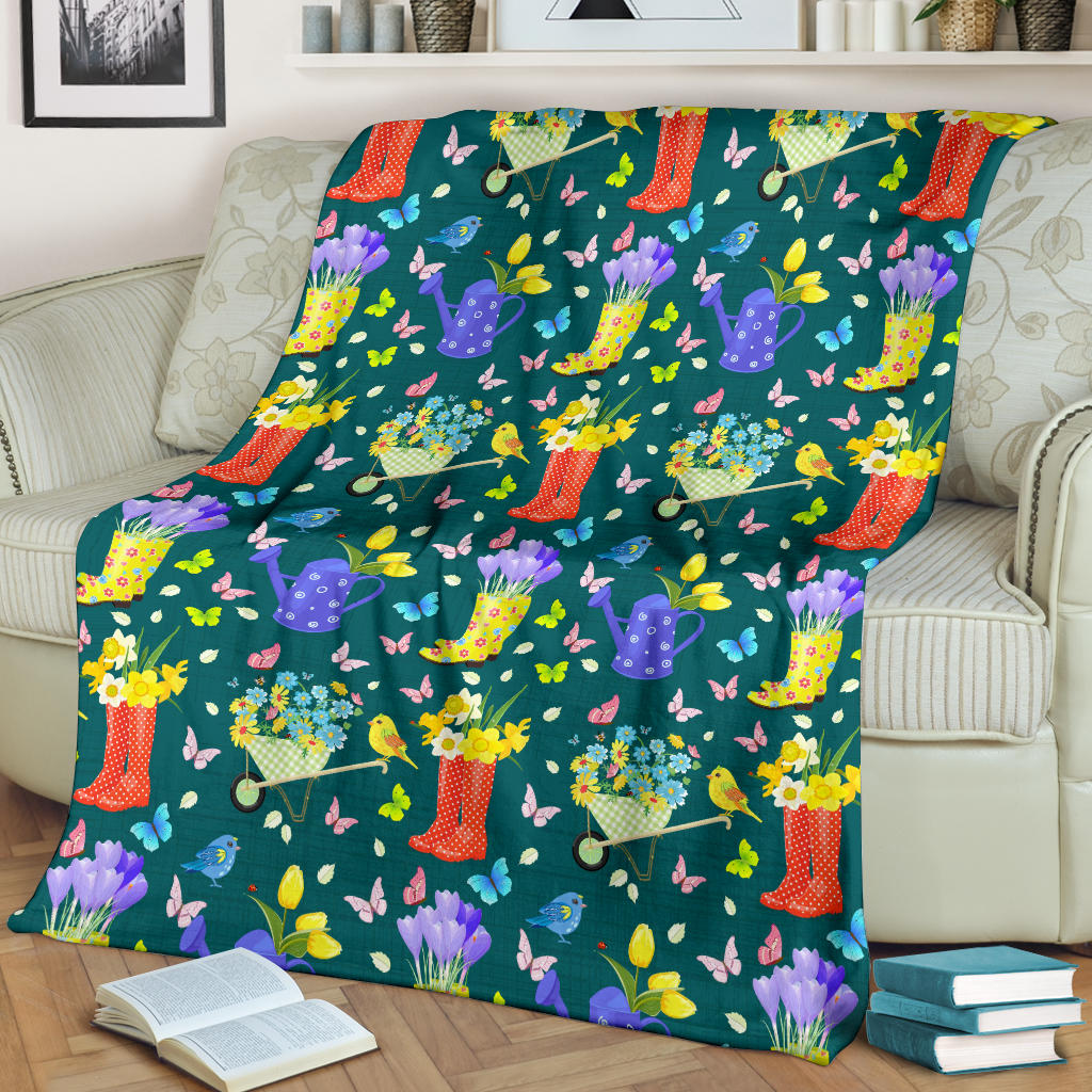 Gardening Pattern Print Design G08 Fleece Blanket