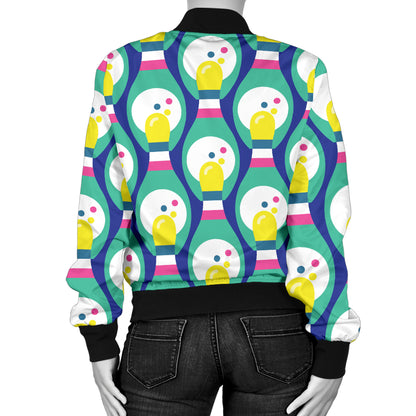 Bowling Pattern Print Design 04 Women's Bomber Jacket