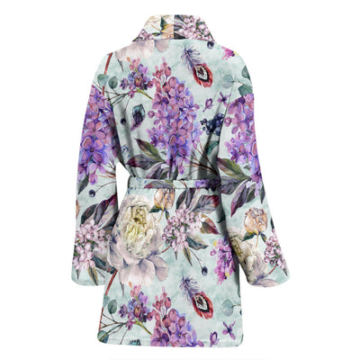 Lilac Pattern Print Design LI06 Women Bathrobe