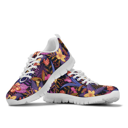 Lily Pattern Print Design LY016 Sneakers White Bottom Shoes