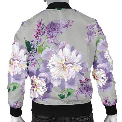 Lilac Pattern Print Design LI07 Men Bomber Jacket