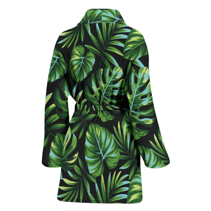 Palm Leaves Pattern Print Design PL013 Women Bathrobe