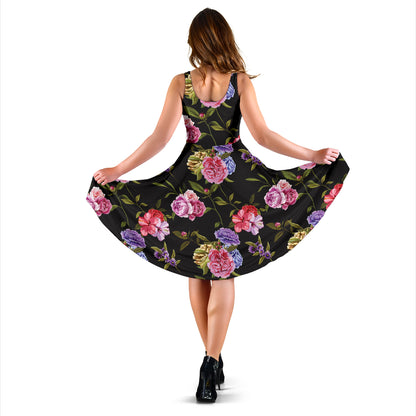 Carnations Pattern Print Design CN05 Midi Dress