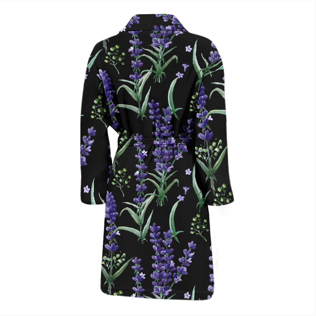 Lavender Pattern Print Design LV01 Men Bathrobe