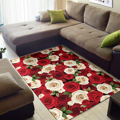 Rose Pattern Print Design RO06 Area Rugs