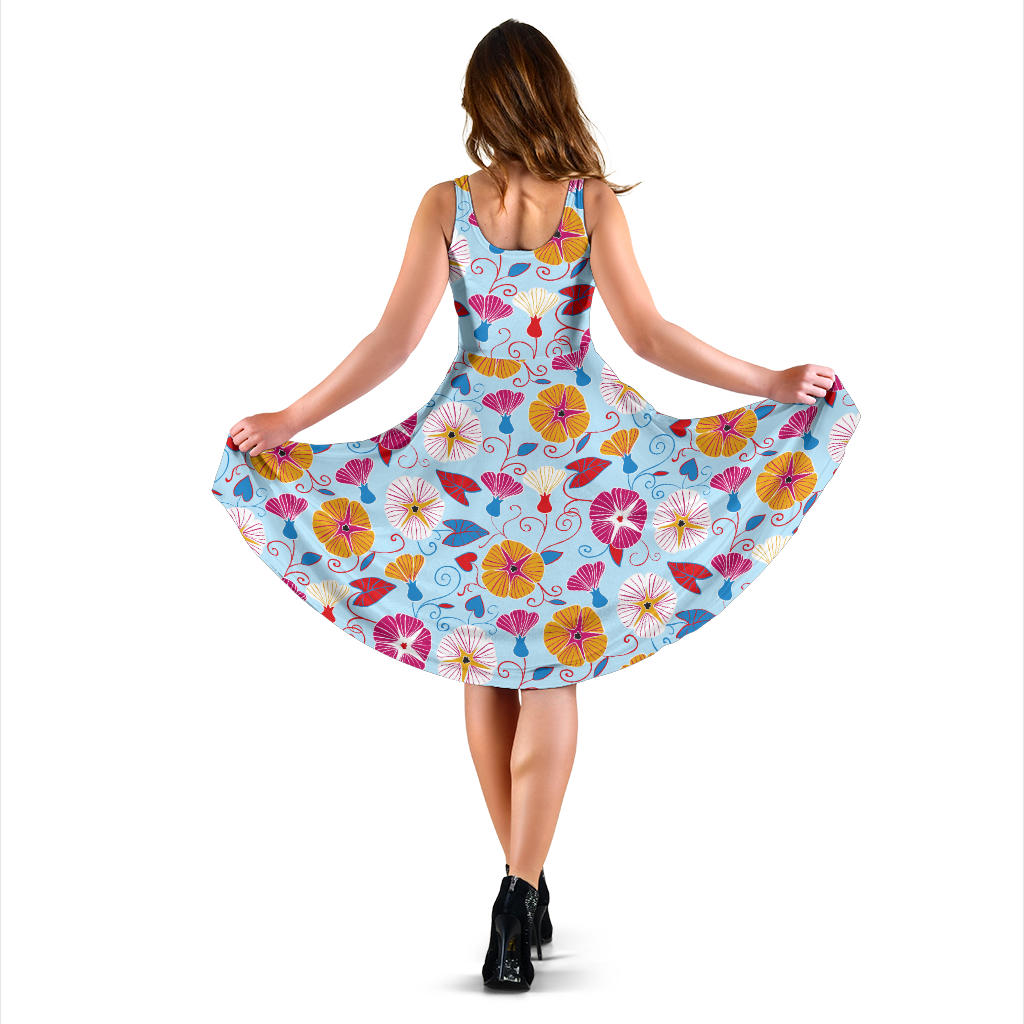 Morning Glory Pattern Print Design MG06 Midi Dress