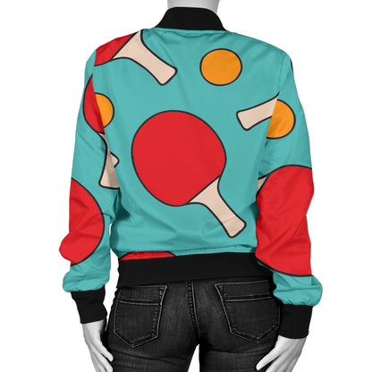 Ping Pong Pattern Print Design A01 Women's Bomber Jacket