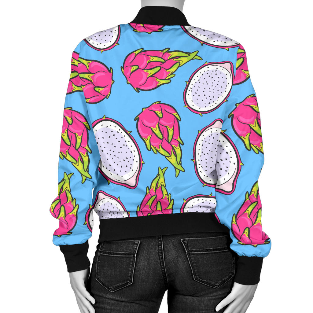 Dragonfruit Pattern Print Design DF04 Women Bomber Jacket