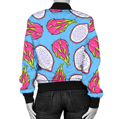 Dragonfruit Pattern Print Design DF04 Women Bomber Jacket