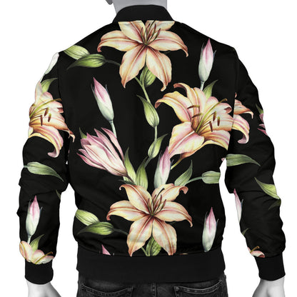 Lily Pattern Print Design LY05 Men Bomber Jacket