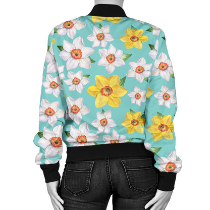 Daffodils Pattern Print Design 02 Women's Bomber Jacket