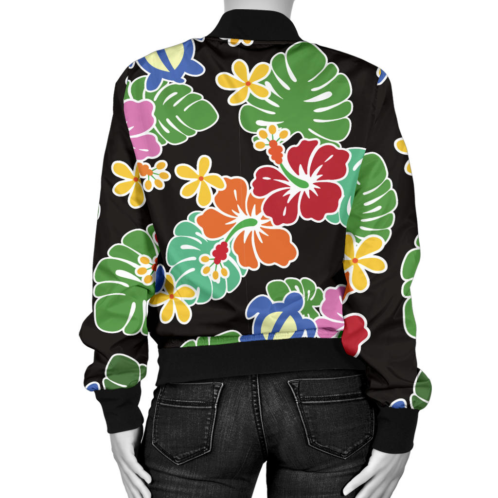 Hawaiian Themed Pattern Print Design H010 Women Bomber Jacket