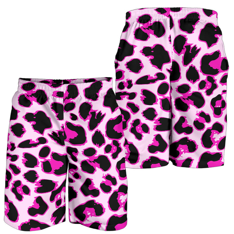 Pink Leopard Print Mens Shorts