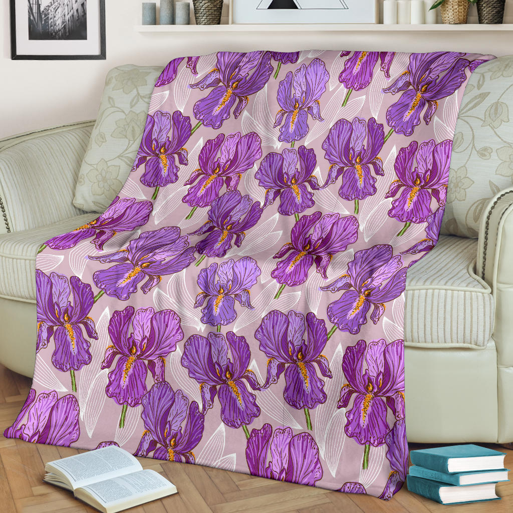 Iris Pattern Print Design IR05 Fleece Blanket