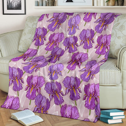 Iris Pattern Print Design IR05 Fleece Blanket
