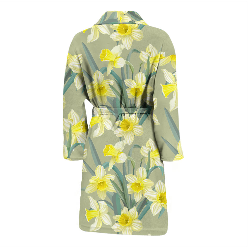Daffodils Pattern Print Design DF01 Men Bathrobe
