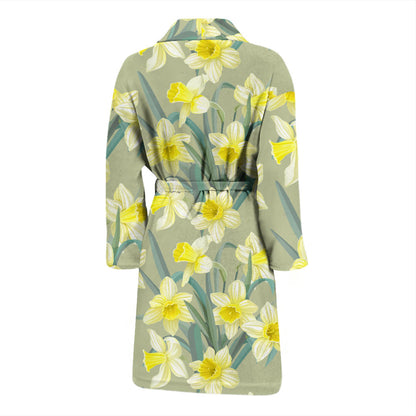Daffodils Pattern Print Design DF01 Men Bathrobe